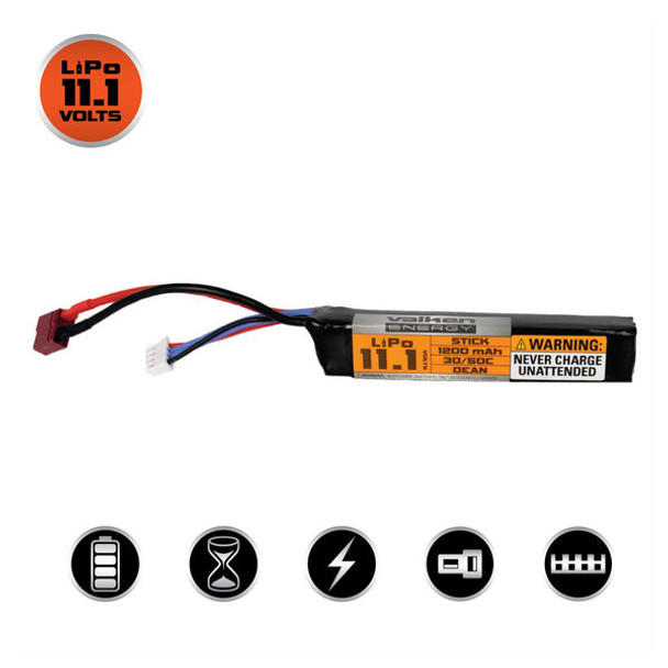 Valken LiPo 11.1v 1200mAh 30/50C Stick Airsoft Battery Dean