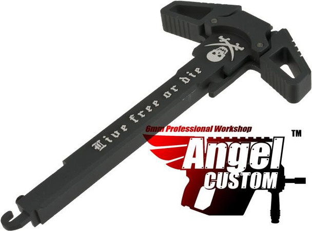 Angel Custom "Swift" Charging Handle for AR-15 M4 M16 Airsoft AEG Rifles (Model: Black / Live Free or Die)