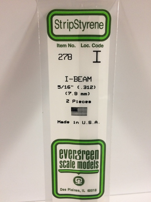 Styrene I-Beam 5/16"  Length: 14" 278