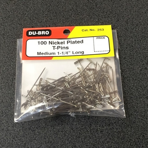 Nickel Plated T-Pins 1-1/4 Inch Long DUBRO253