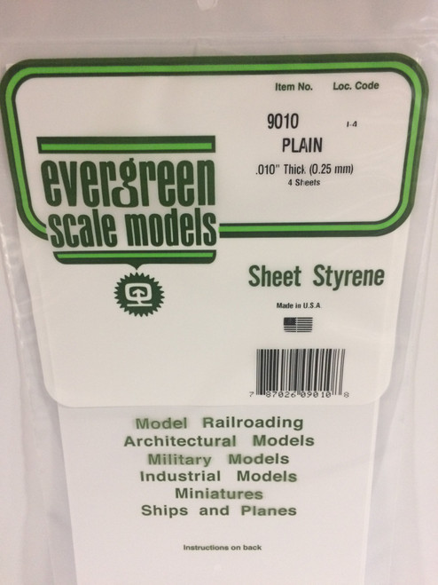 Styrene Plain Sheet 6 x 12" (15 x 30cm) Thickness: .010" (0.25mm) 4pcs 9010