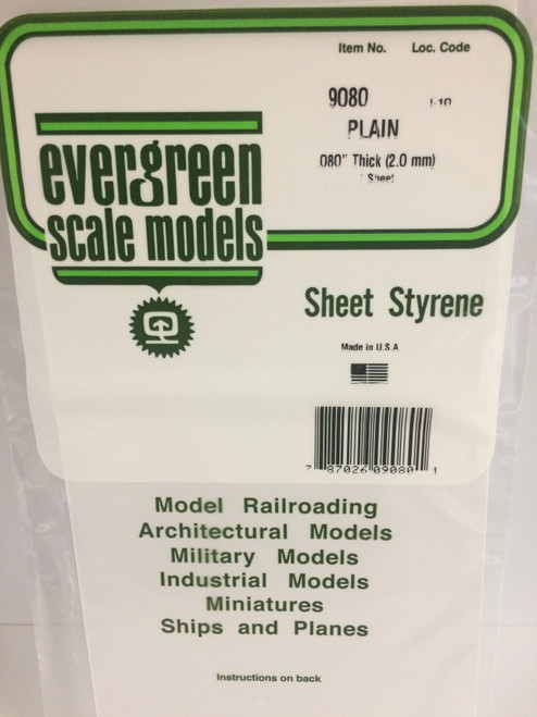 Styrene Plain Sheet 6 x 12" (15 x 30cm) Thickness: .080" (2.0mm) 1pce 9080