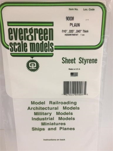 Styrene Plain Sheet Assortment 6 x 12" (15 x 30cm) 3pcs 9008