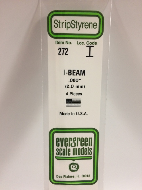 Styrene I-Beam .080" (2.0mm) Length: 14" (35cm) 4pcs 272