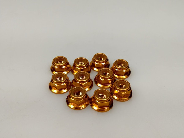 Nylon Nut 10Pcs Flanged (Gold) 5mm QW00321GOLD