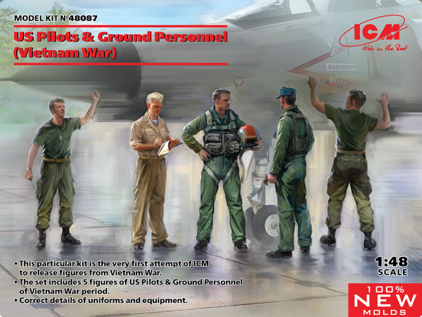 1/48 US Pilots & Ground Personnel (Vietnam War) (5 Figures) 48087