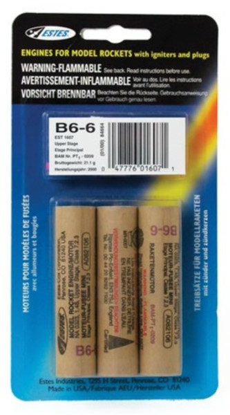 18mm Standard Engine B6-6 (3 ea) EST-1607