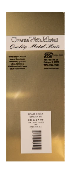 Brass Sheet .016 x 4" x 10" (1pc) KS252