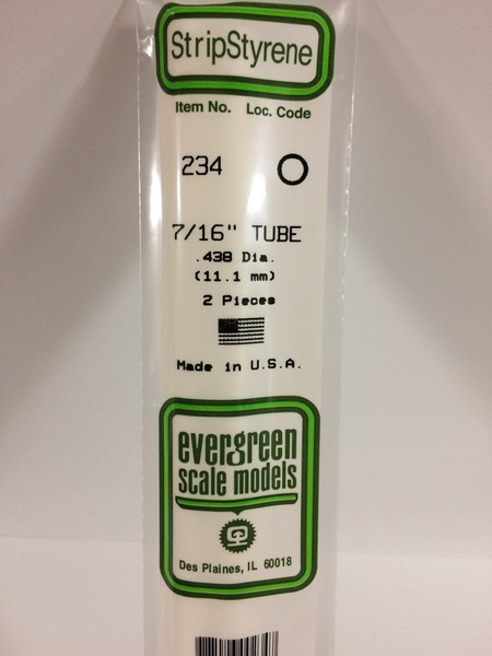 Styrene Round Tube 7/16" (.438 Dia.) (11.1mm) Length: 14" (35cm) 2pcs 234