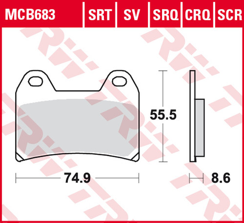 TRW Pastilla de Freno Delantero para BMW F800R/KTM 1290/1050/1090/790/890. MCB683SV