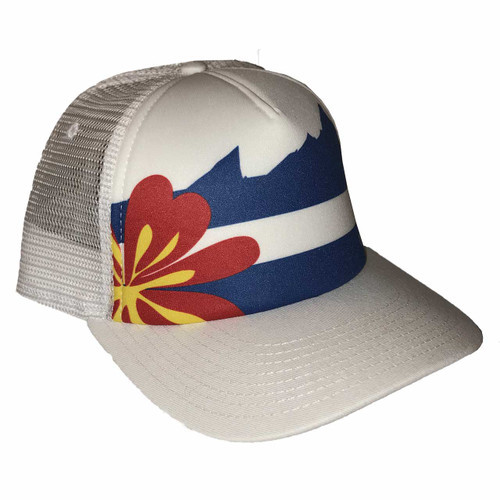 Women's outdoor DIVAS  Colorado Flag Trucker OD White