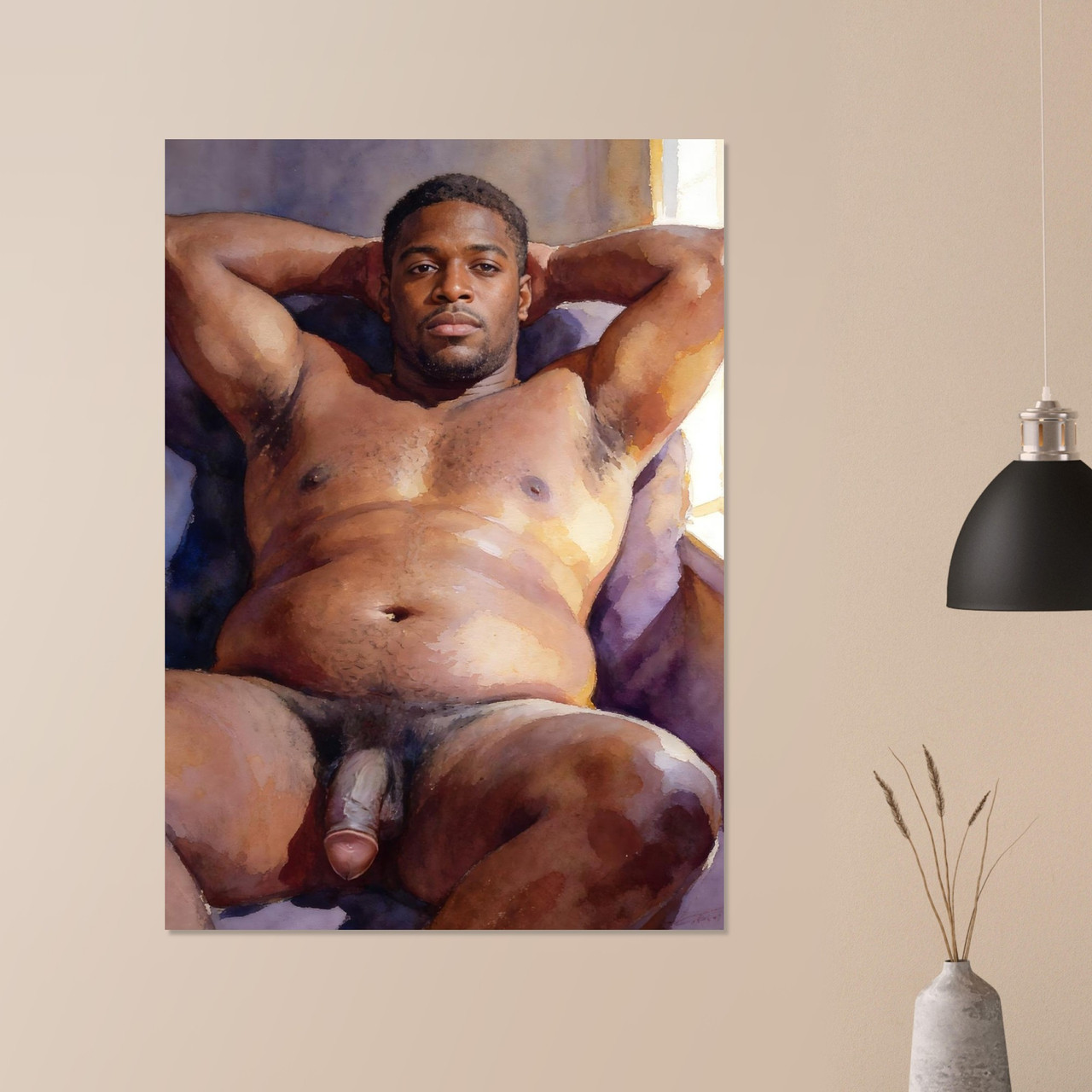 Ray Reclines Giclée Print – African American Male Figure Art