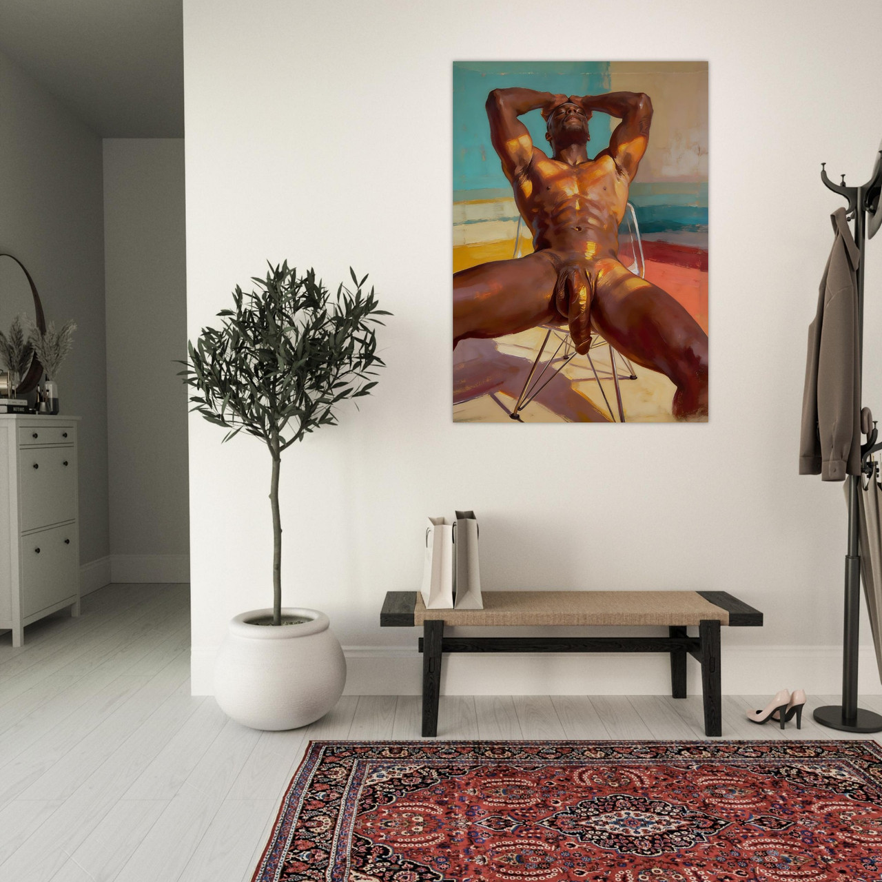 The Big Stretch Giclée Print – African American Man Art
