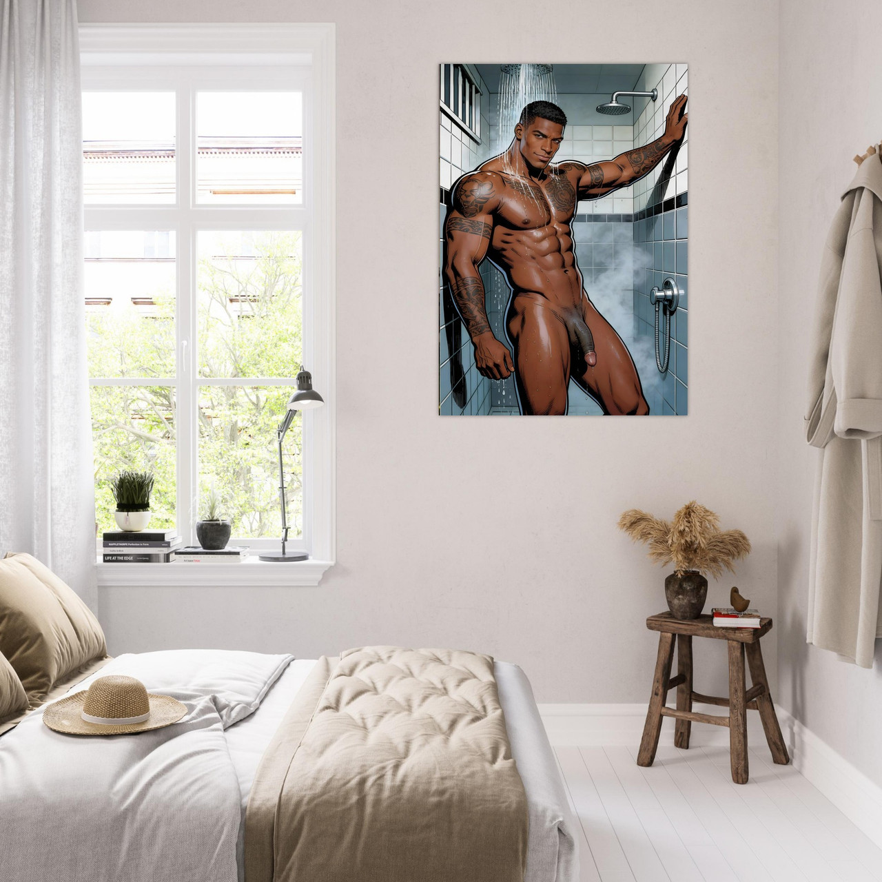 Shower Block King Giclée Print – Queer Tattooed Pin-Up Art