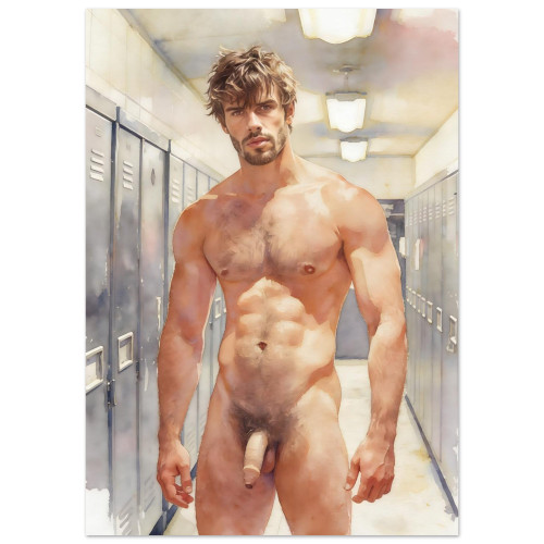 Neil in the Locker Room Giclée Print – Fine Art Male Figure Wall Art