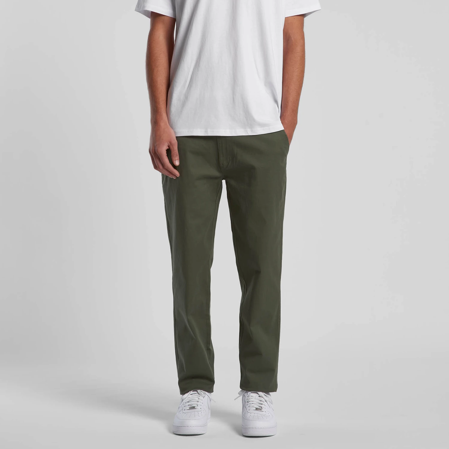 Straight Chinos, Army on model — On-model supplier photo · undecorated