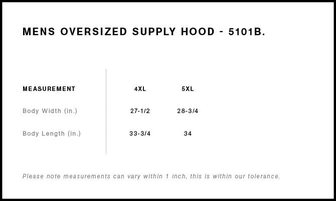 hongersnood Hoogte scheerapparaat Mens Supply Hood (4XL–5XL) - 5101B - AS Colour US