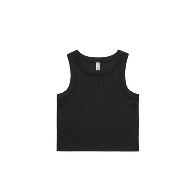 AS Colour 4064G Wo's Organic Rib Crop Tank Black product view for custom printing