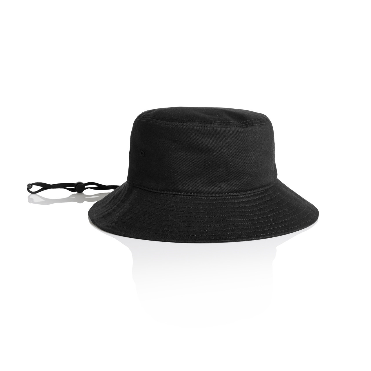 AS Colour 1172 Wide Brim Bucket Hat Black front view for custom printing