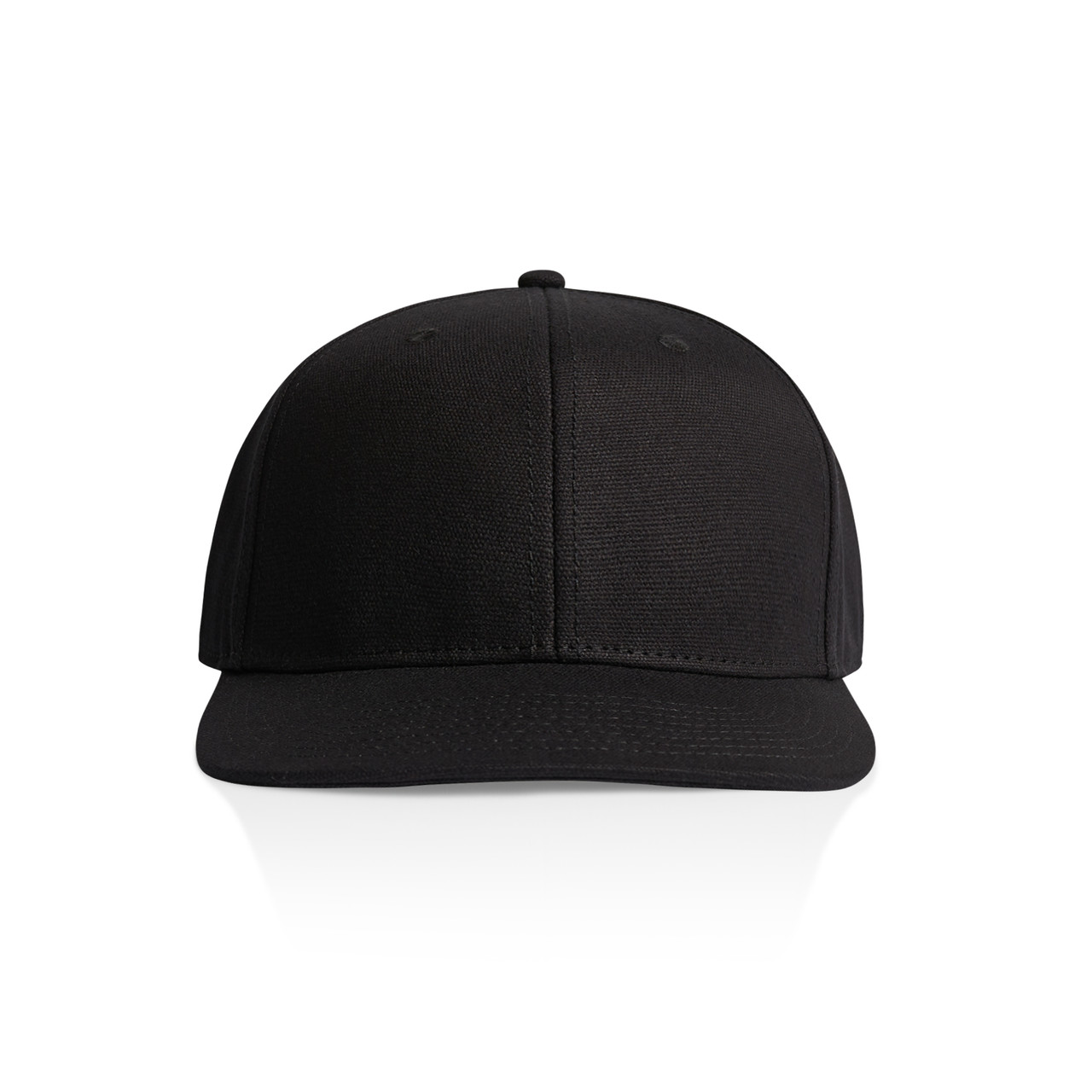 AS Colour 1173 Stock Canvas Cap Black front view for custom printing