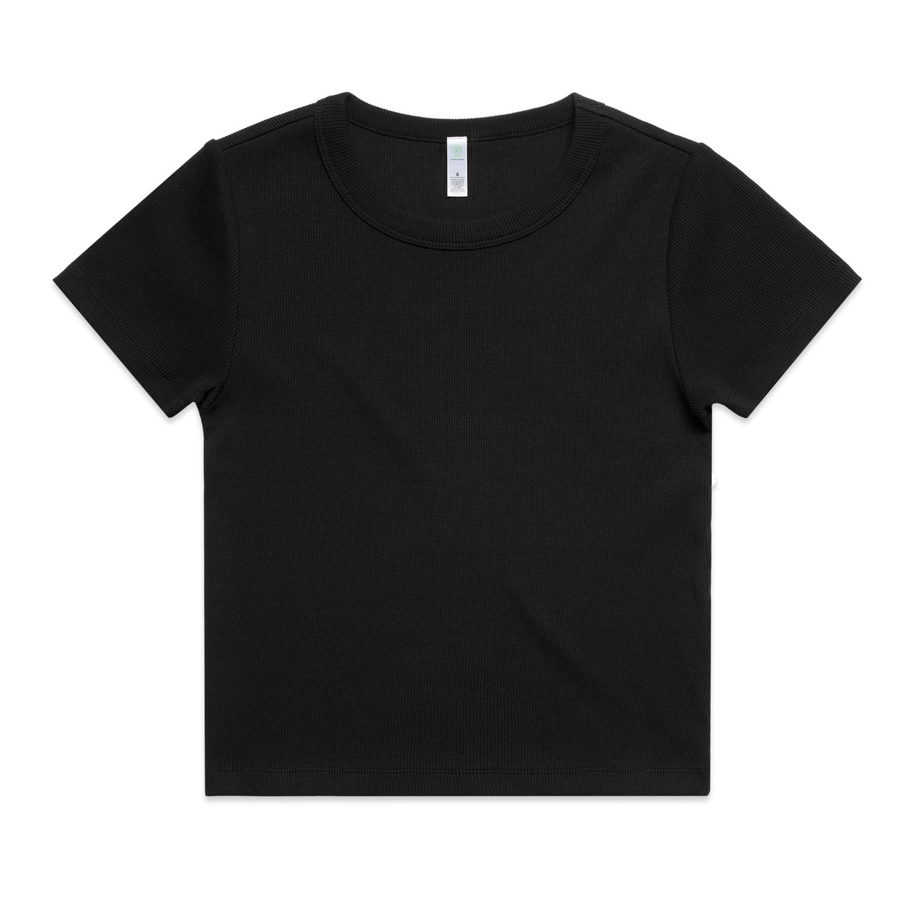 AS Colour 4092G Wo's Organic Rib Tee Black front view for custom printing
