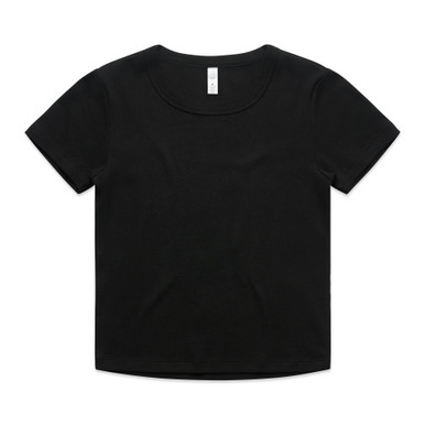 AS Colour 4074 Wo's Organic Rib Baby Tee Black product view for custom printing