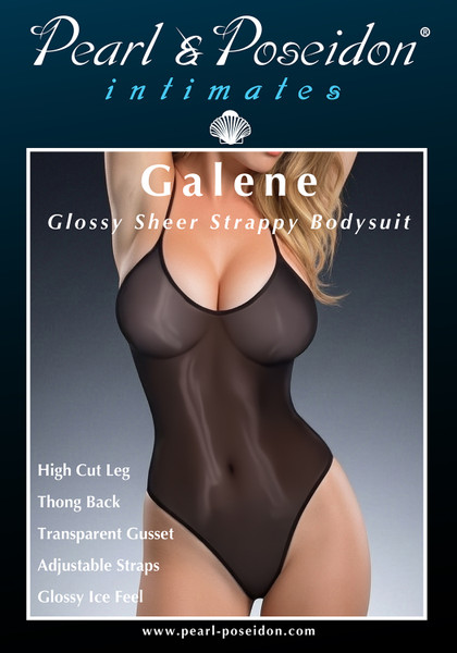 Galene glossy sheer nylon cami bodysuit | Pearl & Poseidon