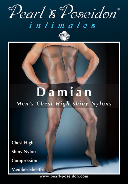Damian mens shiny chest high pantyhose with male trunk | Pearl & Poseidon