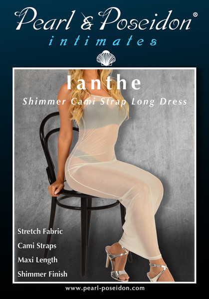 Ianthe sheer shimmer micro mesh cami strap long maxi dress | Pearl & Poseidon