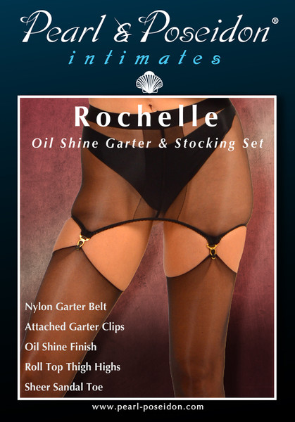 Rochelle shiny slip garter clip thigh high stockings | Pearl & Poseidon