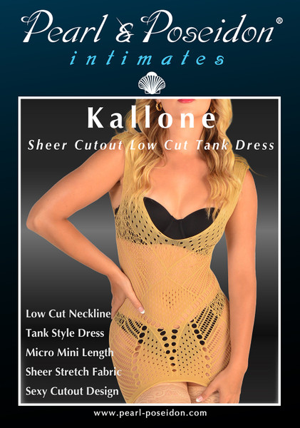 Kallone sheer stretch pattern open mesh tank dress | Pearl & Poseidon