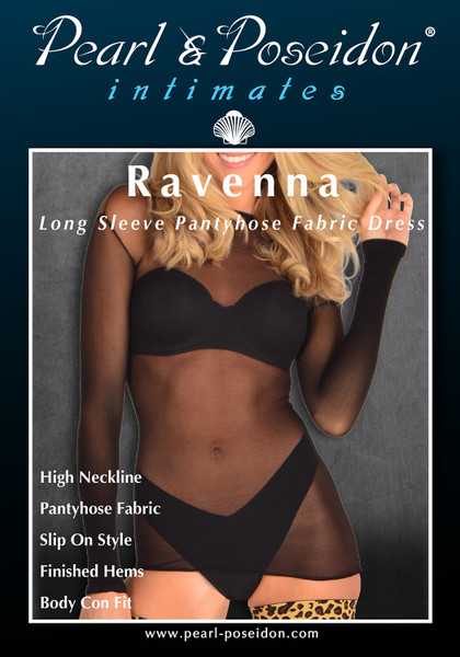 Ravenna sheer pantyhose fabric long sleeve mini dress | Pearl & Poseidon