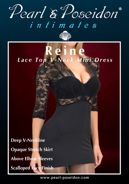 Reine lace sheer top deep vee neck mini dress | Pearl & Poseidon
