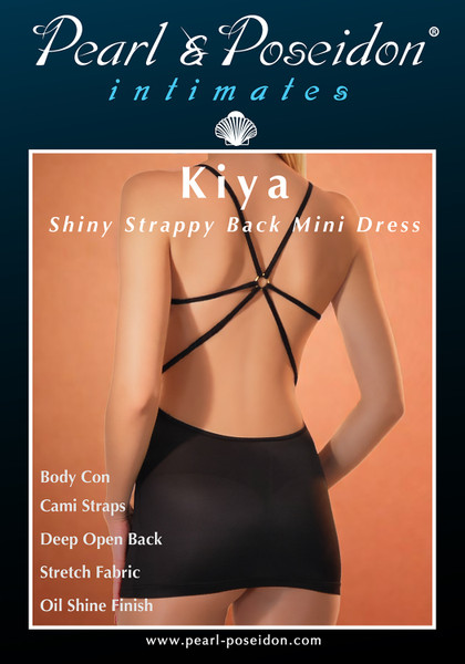 Kiya - Strappy Back Shiny Cami Mini Dress in Sleek Oil Shine Finish