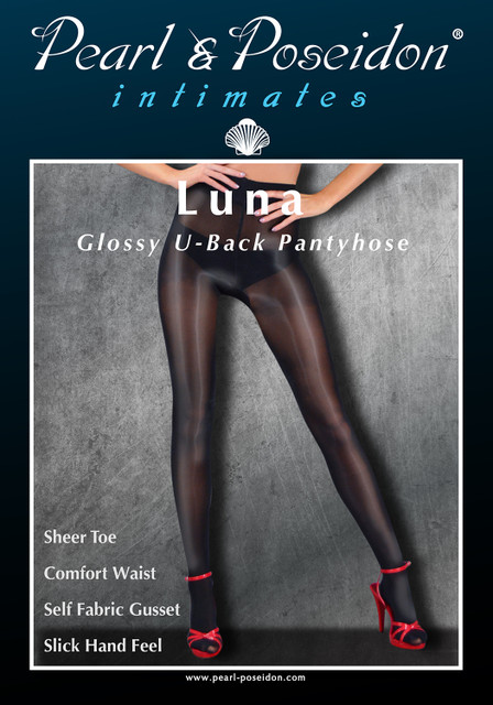 Luna glossy pantyhose with shiny sheer gusset | Pearl & Poseidon