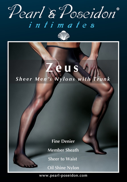 Zeus mens oil shine nylon pantyhose with sheath | Pearl & Poseidon