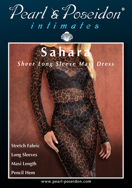 Sahara sheer micro mesh long sleeve leopard maxi dress | Pearl & Poseidon