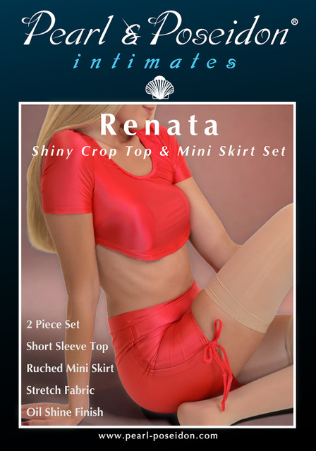 Renata shiny crop top and mini skirt set for boudoir | Pearl & Poseidon