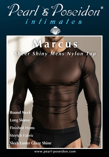 Marcus mens shiny sleek nylon long sleeve top | Pearl & Poseidon