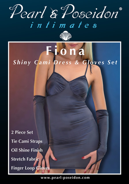 Fiona shiny cami lingerie dress with finger gloves set | Pearl & Poseidon