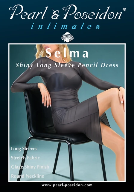 Selma shiny luster glaze long sleeve pencil dress | Pearl & Poseidon