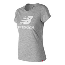 Women's New Balance Essentials Stacked Logo Tee|color-Athletic grey Women's New Balance Essentials Stacked Logo Tee|color-Athletic grey