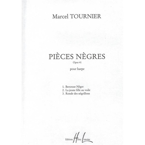 MARCEL TOURNIER - 3 PIECES NEGRES OP.41 - HARPE