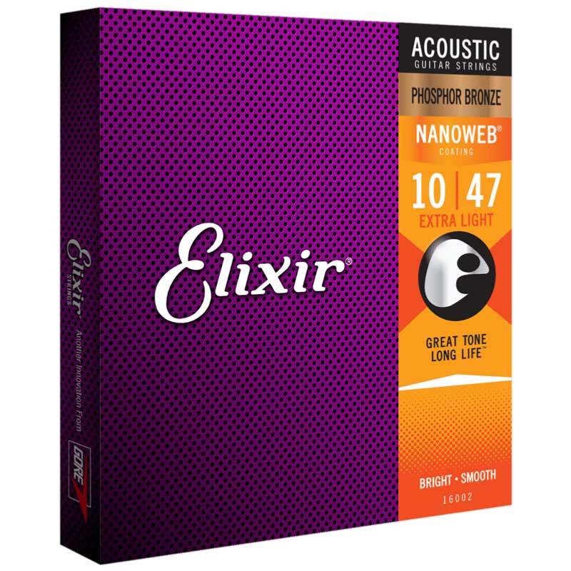 Jeu de Cordes Acoustique Elixir Phosphore Bronze Extra Light 10-47 Ref 16002