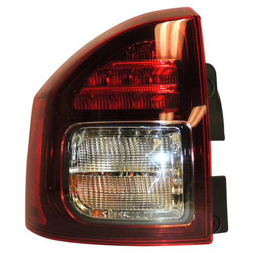 Crown Automotive 5272909AB Left Tail Lamp Assembly for Jeep 2014-2017 MK Compass, Includes Bulb & Wiring Harness - Black, Clear, Red Plastic