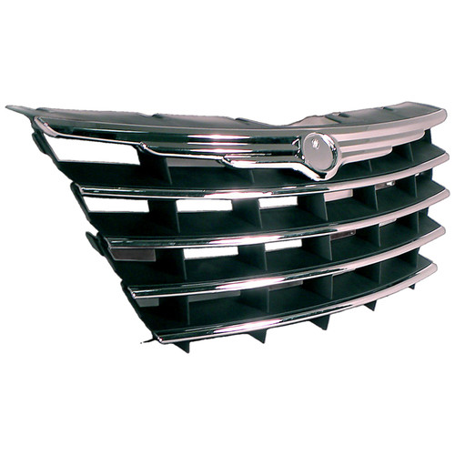 Crown Automotive 4857389AB Plastic Chrome Grille for 2001-2004 RG Dodge & Chrysler Minivans w/o Headlamp Washer - Black, Silver Plastic