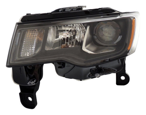 Crown Automotive 68266647AD Left Headlight Assembly for 2016-2022 Jeep WK Grand Cherokee w/ Halogen Bulbs w/ Dark Bezels, Includes Bulbs