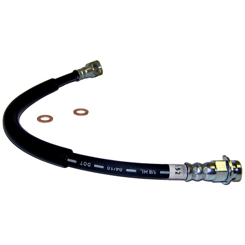Crown Automotive J5363917 Front Brake Hose for 1982-1983 Jeep CJ-5, 16.25 Inches Long - Black, Silver Metal, Rubber, Sold Individually