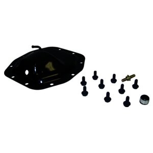 Crown Automotive 5066538AA Front Differential Cover Kit for 2002-2007 Jeep KJ Liberty, Includes Cover, Bolts & Plug - Black Steel