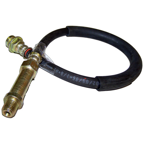 Crown Automotive J5352186 Front Brake Hose for 1974-1976 Jeep SJ w/ Front Drum Brakes - Black, Zinc Rubber, Steel, Sold Individually